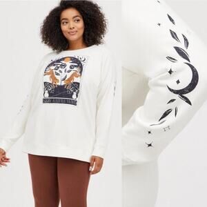 TORRID • Relaxed Fit Tunic Sweatshirt Wild Tarot Ivory Ultra Soft Fleece